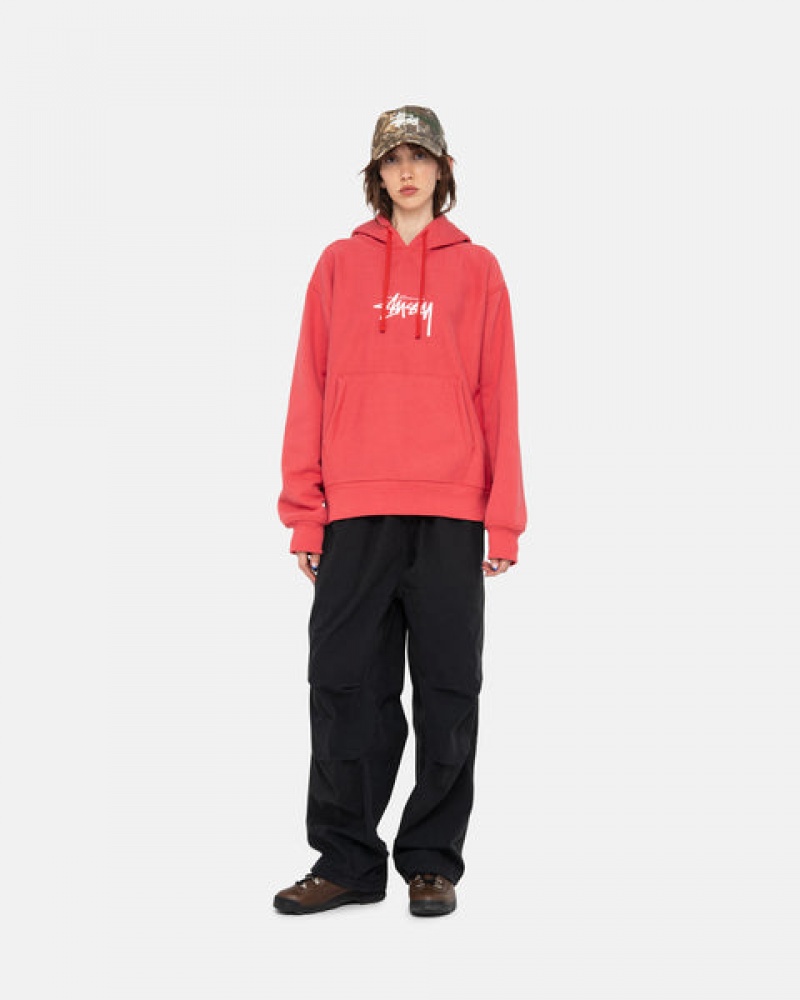 Stussy Stock Logo Applique Hood Sweatshirts Heren Rood Belgium | OIL-8118