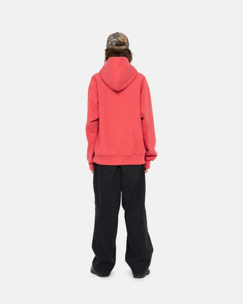 Stussy Stock Logo Applique Hood Sweatshirts Heren Rood Belgium | OIL-8118