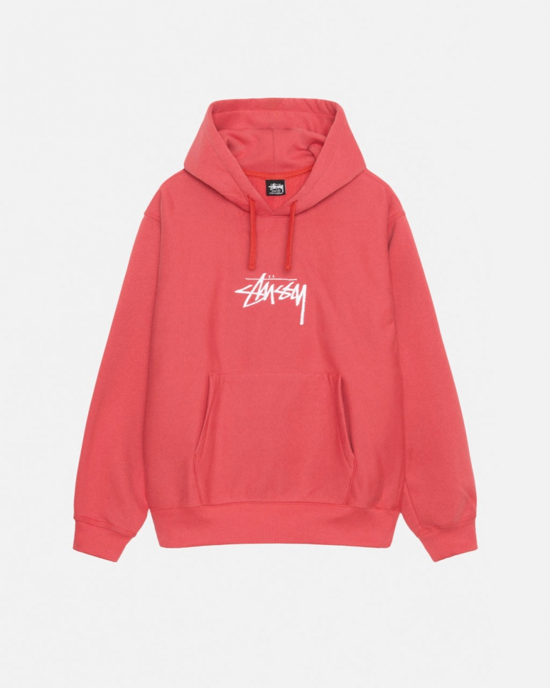 Stussy Stock Logo Applique Hood Sweatshirts Heren Rood Belgium | OIL-8118