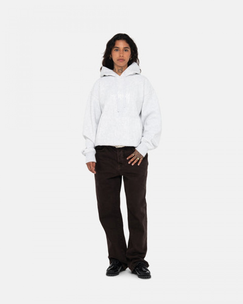 Stussy Stock Logo Applique Hoodie Hoodie Dames Grijs Belgium | TVK-3393