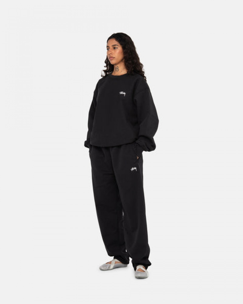 Stussy Stock Logo Crew Sweatshirts Dames Zwart Belgium | MER-4540