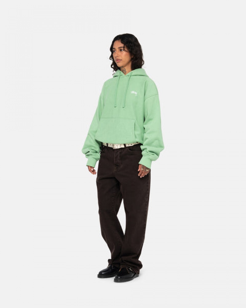 Stussy Stock Logo Hood Sweatshirts Heren Groen Belgium | DCI-5023