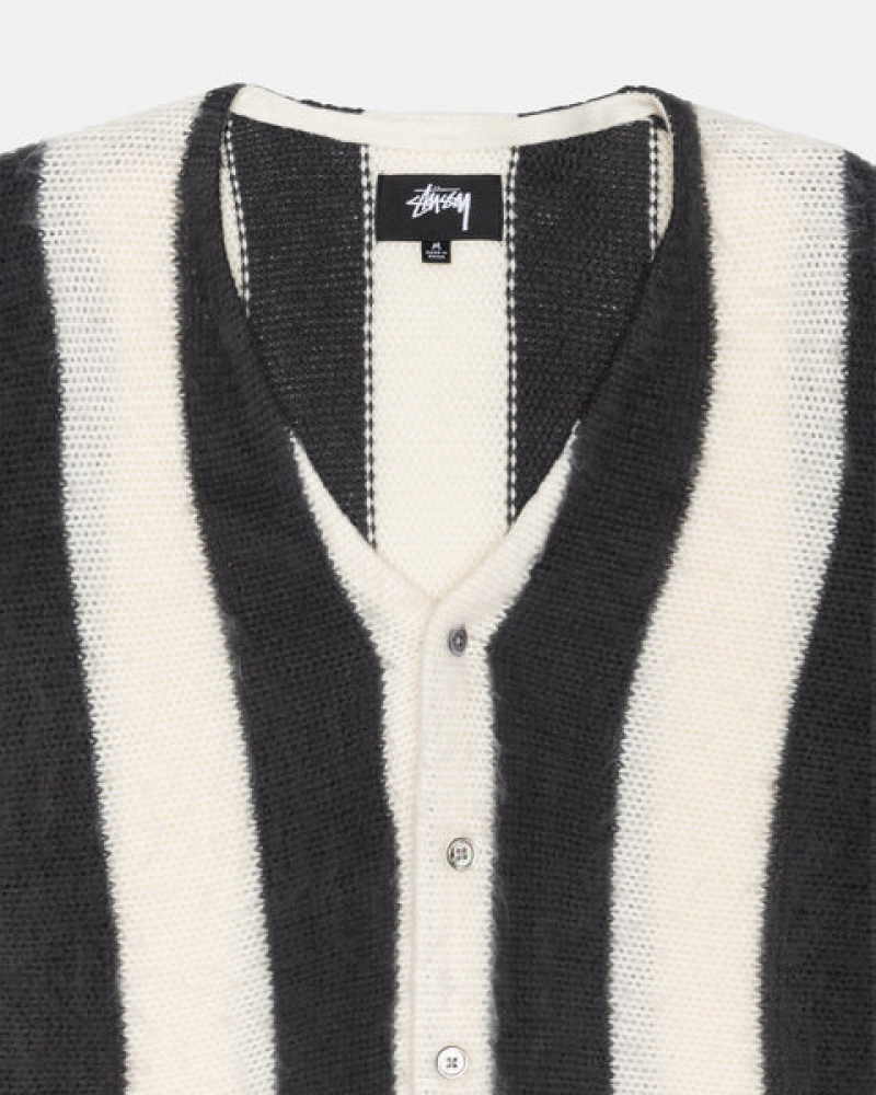 Stussy Stripe Brushed Cardigan Trui Dames Beige Belgium | ISS-8513