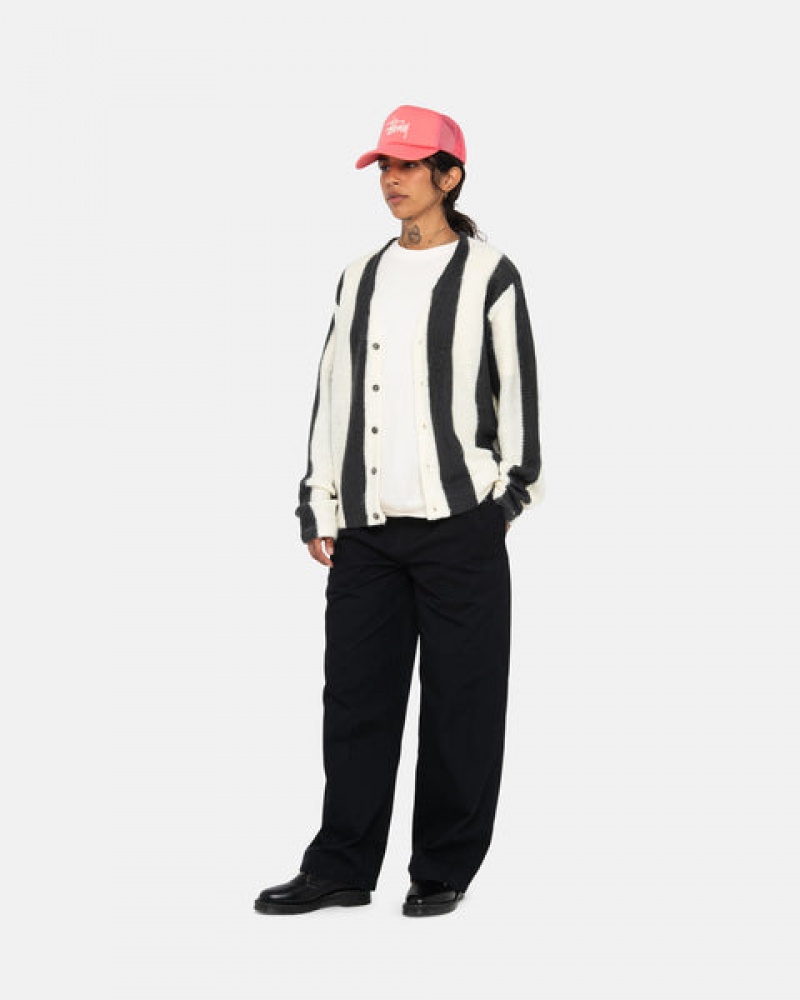 Stussy Stripe Brushed Cardigan Trui Dames Beige Belgium | ISS-8513