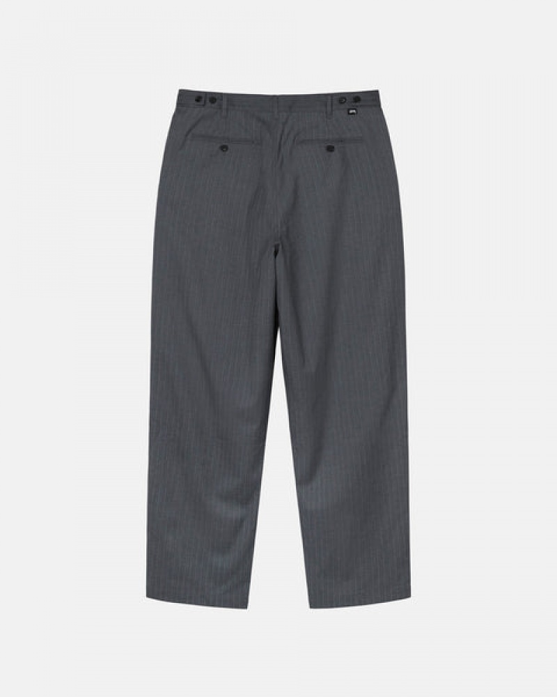 Stussy Stripe Volume Geplooid Trouser Broek Heren Grijs Belgium | XQF-3648