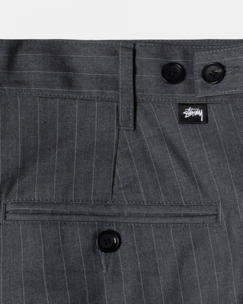 Stussy Stripe Volume Geplooid Trouser Broek Heren Grijs Belgium | XQF-3648