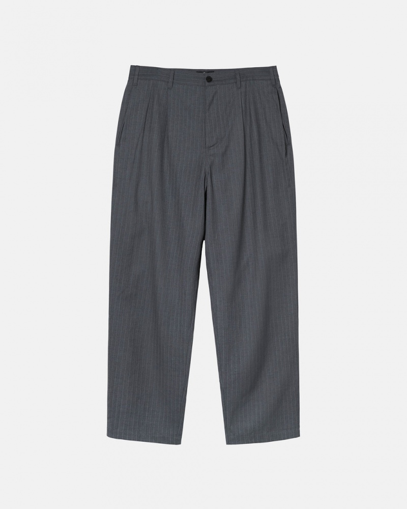 Stussy Stripe Volume Geplooid Trouser Broek Heren Grijs Belgium | XQF-3648