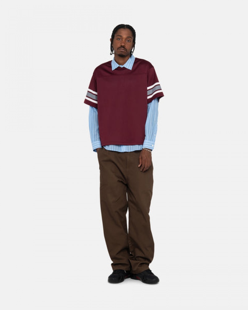 Stussy Surfman Mesh Football Jersey Topjes Heren Bordeaux Belgium | IVC-9346