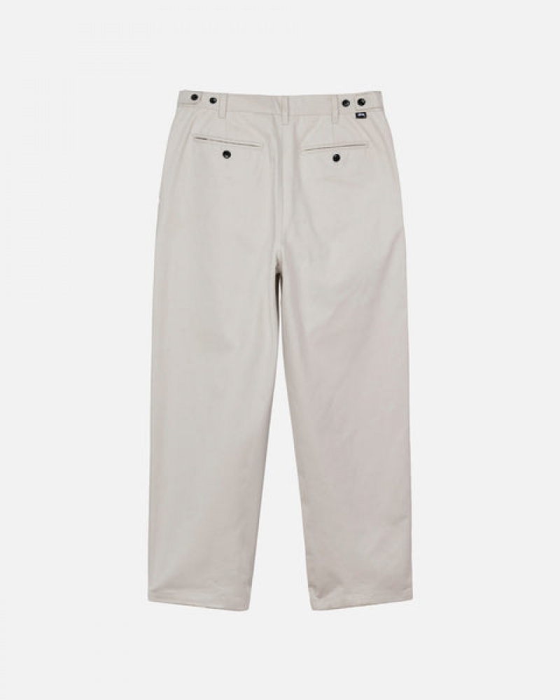 Stussy Twill Volume Geplooid Trouser Broek Heren Beige Belgium | RWU-1163