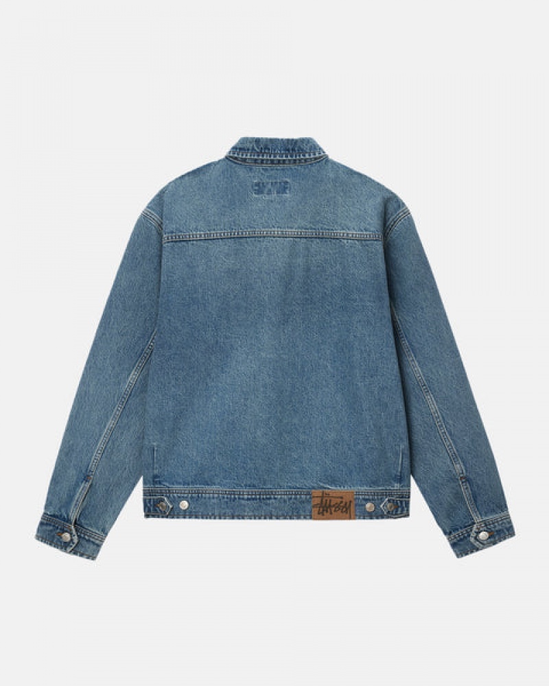 Stussy Zip Werk Jacket Denim Denim Dames Blauw Belgium | KKG-7431