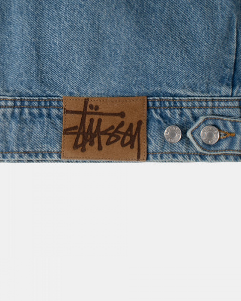 Stussy Zip Werk Jacket Denim Denim Dames Blauw Belgium | KKG-7431