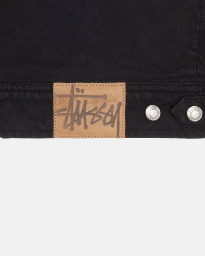 Stussy Zip Werk Jacket Overdyed Denim Dames Zwart Zwart Belgium | JHU-7199